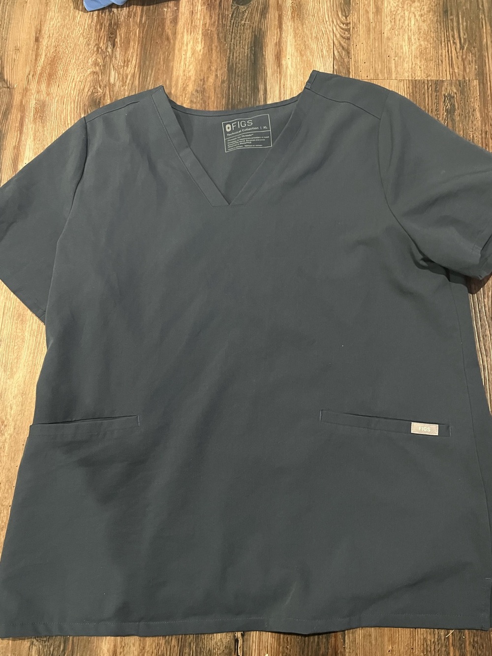 Figs Technical Collection V‑Neck Scrub Top in Dark Harbour